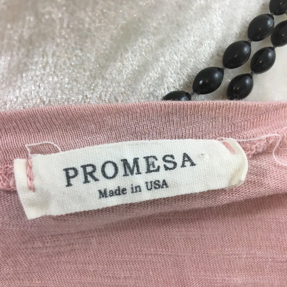 Promesa Blush T-shirt with Pineapple Printed Pocket size Small (women's) Slub - Picture 5 of 6